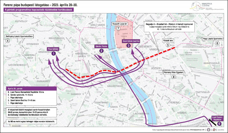 Ferenc pápa Budapesti látogatása - 2023. április 28. Program; helyszínek